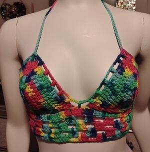 Colorful Crochet Halter Top